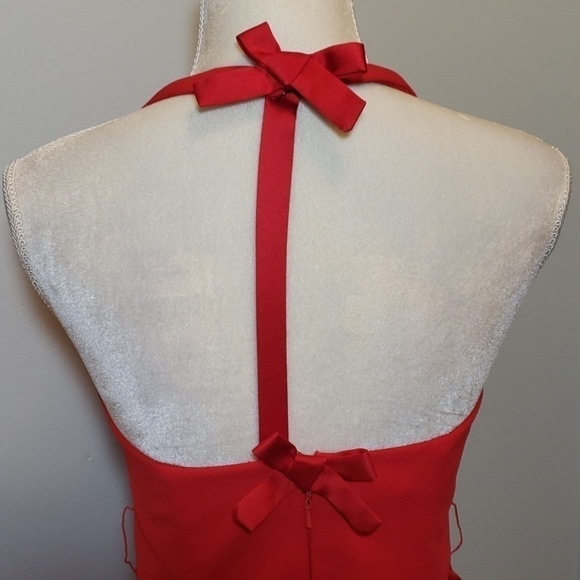 WHITE by Vera Wang Valentina Red Halter Cocktail Dress 6 Pockets EUC - Picture 5 of 11